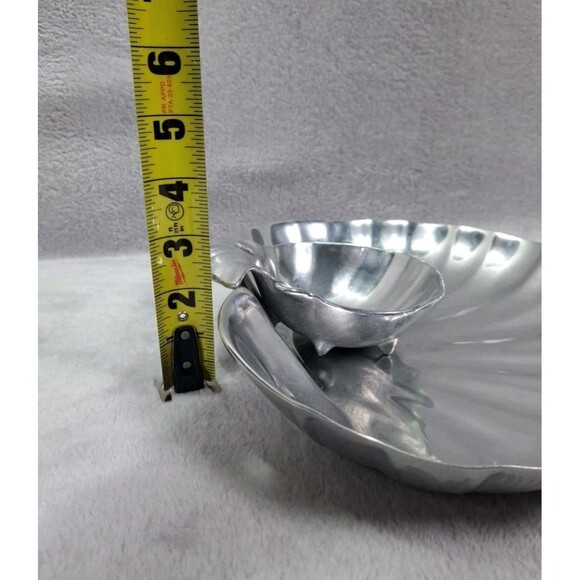 VTG Wilton 2 Pc. Set Pewter Clam Shell Chip & Footed Dip Bowl Party Bruce Fox - Picture 14 of 14